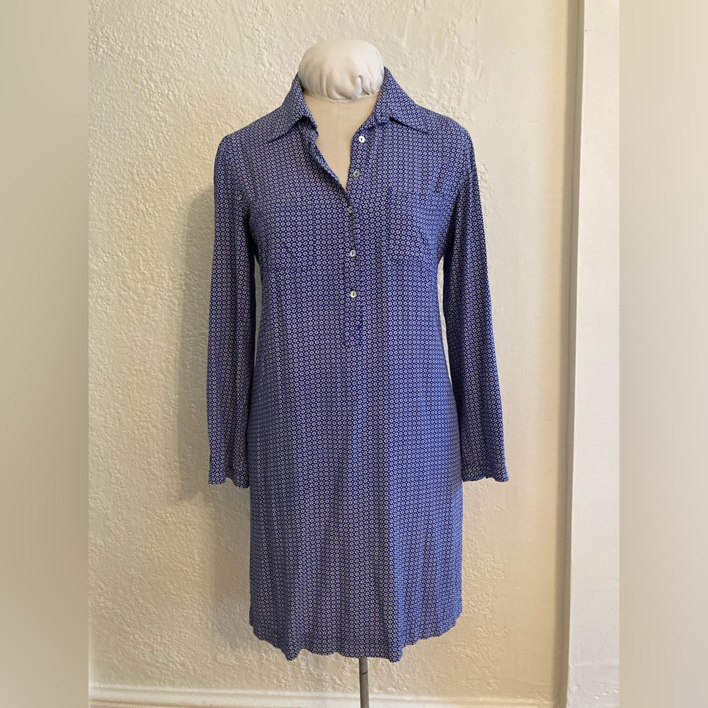 Max Studio Rayon Long Sleeve Button Collar Shirtdress Dress M